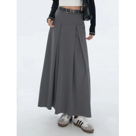 High Waist A-Line Pleated Maxi Skirt